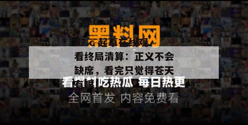 17.c 起草在线观看终局清算：正义不会缺席，看完只觉得苍天有眼！